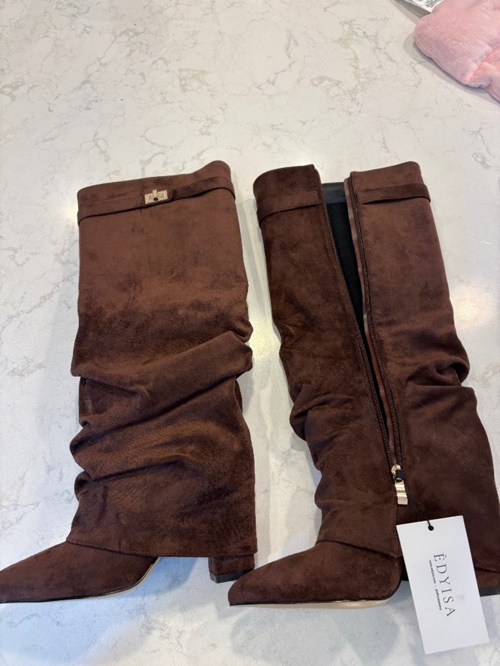 Suede slouch chocolate boots